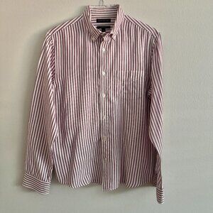 Banana Republic Untucked Slim Fit Striped Oxford Long Sleeve Shirt